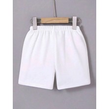 Glam Love Beli Lastikli Mini Düz Şort - Beyaz -