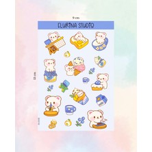 Kawaii Polar Bear Sticker Sayfası (Beyaz Kağıt)