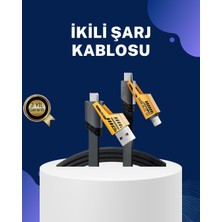 Örgülü Tasarım 4 Ü 1 Arada Usb-C Lightning Hızlı Şarj Kablosu