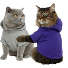 Feyza Design Gri Mor Ikili Pamuklu Sweatshirt Hoodie Yavru ve Orta Boy Kediler Için