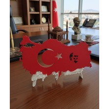 Masem Group Atatürk Silüetli Türkiye Haritası Dekor – Ay Yıldızlı Masaüstü Ofis Süsü