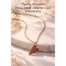 Begonia Accessories Ithal Çelik Altın Kaplama Kolye Zincir Set Figürlü Zirkon Taşlı Paslanmaz Kararmaz Unisex 45CM+5CM Boy - 16