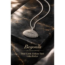 Begonia Accessories Ithal Çelik Gümüş Kaplama Kolye Zincir Set Figürlü Zirkon Taşlı Paslanmaz Kararmaz Unisex 45CM+5CM Boy - 11