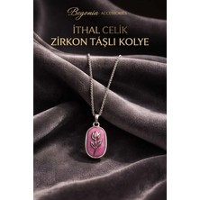 Begonia Accessories Ithal Çelik Gümüş Kaplama Kolye Zincir Set Figürlü Zirkon Taşlı Paslanmaz Kararmaz Unisex 45CM+5CM Boy - 22