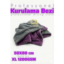 Carada Profesyonel Mikrofiber Oto Kurulama ve Temizlik Havlusu Gri/mor 1200 Gsm / 50CMX80CM