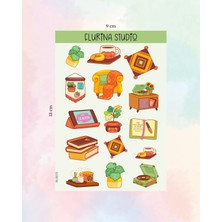 Kawaii Cozy Home Sticker Sayfası (Beyaz Kağıt)