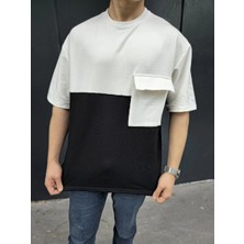 Glam Love Torba Cep Detaylı Parçalı T-Shirt - Siyah -