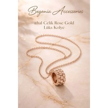 Begonia Accessories Ithal Çelik Rose Gold Kolye Zincir Set Figürlü Zirkon Taşlı Paslanmaz Kararmaz Unisex 45CM+5CM Boy - 5