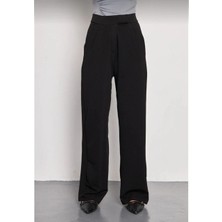 Glam Love Kadin Likralı Cirt Kapama Siyah Palazzo Pantolon - Siyah