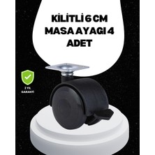 Calperia 6 cm Kilitli Tekerlek Ayak 4 Adet Sehpa ve Ekipman Uyumlu - Lisinya