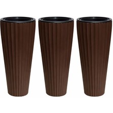 Omnipazar So-Lvt1 Lilyum Vazo Saksı Takımı Iç Kovalı 3 Adet 54 Lt No:1 Kahverengi