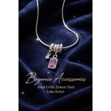 Begonia Accessories Ithal Çelik Gümüş Kaplama Kolye Zincir Set Figürlü Zirkon Taşlı Paslanmaz Kararmaz Unisex 45CM+5CM Boy - 32