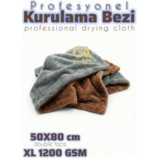 Carada Profesyonel Mikrofiber Oto Kurulama ve Temizlik Havlusu Gri-Kahverengi 1200 Gsm / 50CMX80CM