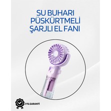 Taşınabilir Şarjlı Su Sisi Püskürtmeli Mini El Fanı - 4 Hız Ayarı Tip-C Şarjlı Sessiz Motor