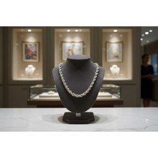 Septemmart 925 Ayar Gümüş Burgu Halat Unisex Zincir Kolye - 8 mm 55 cm 30.59 gr