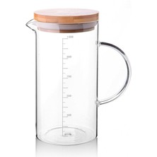 1000ML Bambu Kapaklı Cam Ölçü Kabı – Dayanıklı ve Şeffaf Sıvı & Kuru Malzeme Ölçme Kabı | Mutfak Içi