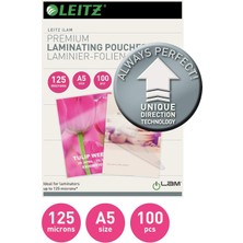 Leitz Sıcak Laminasyon Folyosu, Parlak, Şeffaf, A5, , Folyo Kalınlığı 125 Miks, 100'LÜ Paket, 749300