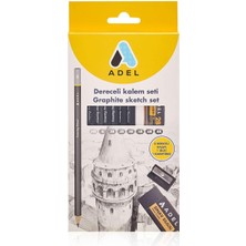 Adel Dereceli Kurşun Kalem Seti, 8’li, Hb-8b, Sınav Silgisi ve Kalemtıraş Hediyeli, Teknik Çizim ve