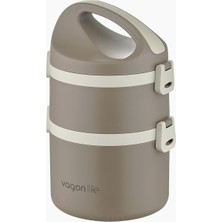 1800 ml Iki Kat Yuvarlak Paslanmaz Çelik Bento Lunch Box Yeni Nesil Sefer TASI-FFLBOX40130