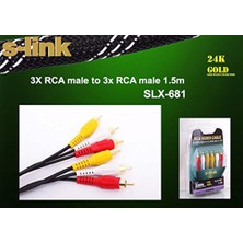 S-Link SLX-681 1.5m 3'lü Rca Video Kablo