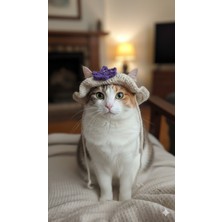 Feyza Design El Örmesi Modern Vintage Kovboy Kedi Şapkası, Şık ve Rahat Tasarım