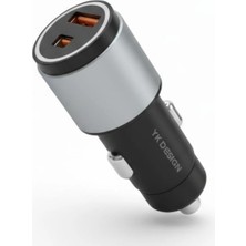 Mey İthalat Mey Ithalat®  Araç Içi Çakmaklığa Takılantype-C ve USB Girişli 2 Portlu Hızlı Şarj Adaptörü