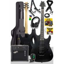 GRX-300-25-AMP Profesyonel Elektro Gitar Seti 25 Watt Gainli Şarjlı Bluetooth'lu Amfi ve Full Set