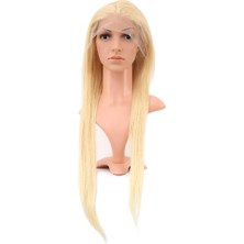 Afrodit AVM Gerçek Front Lace Düz Platin Tül Peruk / 75/80CM