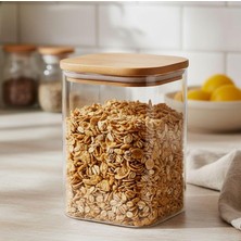 700ML Sızdırmaz Vakumlu Bambu Kapaklı Borosilikat Cam Kavanoz – Hava Geçirmez & Dayanıklı Gıda Sakla