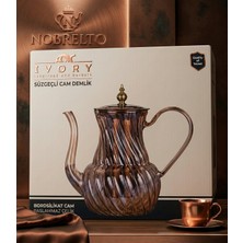 Nobrelto Borosilikat Cam Demlik 1200 ml - Isıya Dayanıklı Paslanmaz Çelik Süzgeçli Bitki Çayı Demliği