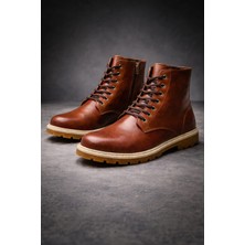 Bluesoil Erkek Taba Bilekli Bot Bağcıklı Yan Fermuarlı Kalın Dişli Kaymaz Taban Günlük Casual Kışlık Outdoor Şehir Kullanım Rahat Konforlu Dayanıklı Erkek Bot Modeli