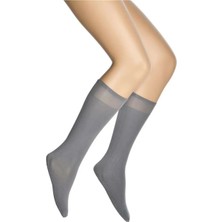 Dore Orijinal Kadın 2 Çift Premium Masaj Çorabı Diz Altı Süper Esnek Çorap - Gri