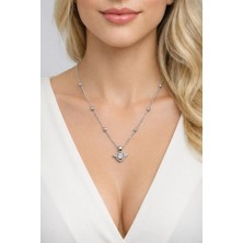 Nkie Jewels Gümüş Renk Kanat Kalp Model Top Zincir Çelik Kolye - 3847