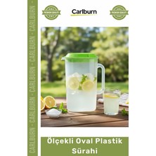 Carlburn #sürahi Pratik Ergonomik Ölçülü Dayanıklı Kapaklı Buzdolabı Uyumlu Içecek Oval Plastik Sürahi