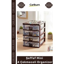 Carlburn #çekmece Pratik Ev Ofis Masaüstü Şeffaf Depolama Çekmeceli Organizer Mini 4 Çekmeceli Organizer