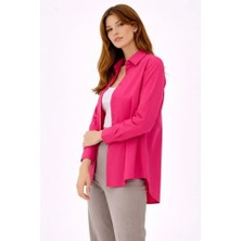 Mç Plus Uzun Kollu Gömlek Düğmeli Klasik Yaka Günlük ve Ofis Şıklığına Uygun - Fuşya