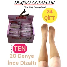 UZN Socks 24'lü Kadın 57 Ten Rengi Mat Ince Dizaltı Pantalon Çorabı