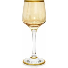 Sarı Ton Cam Ayaklı Bardak 1 Adet Su ve Kahve Yanı Bardağı Sudedi Home