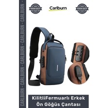 Carlburn #çanta USB Şarj Bağlantılı Çok Gözlü Kilitli Powerbank Destekli Fermuarlı Erkek Ön Göğüs Çantası
