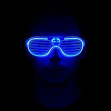Pilelistore Mavi LED Işıklı Parti Gözlüğü - Neon Glow Gözlük 3 Modlu