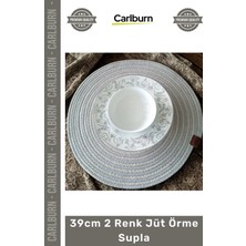Carlburn #supla El Yapımı Doğal Hasır Sağlam Dikiş Yuvarlak Masa Sunum 39CM 2 Renk Jüt Örme Supla