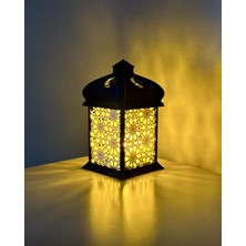 Pluto 3D Dekoratif Ramazan Feneri LED Mum Uyumlu Siyah Beyaz Masa Süsü