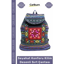 Carlburn #çanta Etnik Tasarım Geniş Hacim Yumuşak Dokulu Dayanıklı Seyahat Konforu Kilim Desenli Sırt Çantası