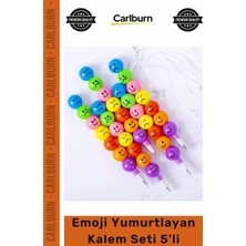Carlburn Rengarenk Okul Öğrenci Kırtasiye Eğlenceli Döngüsel Yazma Deneyimi Emoji Yumurtlayan Kalem Seti 5'li