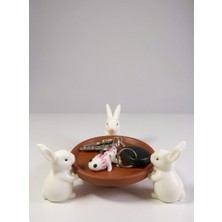 Mynivora Tavşan Figürlü Dekoratif Sunum Tepsisi – Anahtar Gözlük Kapı Girişi Organizer