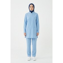 Pratik Medikal Alaskan Blue Likralı Tesettür Scrubs Doktor Hemşire Forması Takım