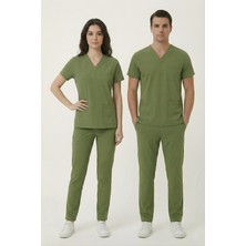 Pratik Medikal Grasshopper Likralı Scrubs Doktor Hemşire Forması Yarasa Kol Takım Unisex