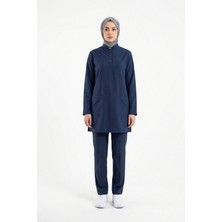 Pratik Medikal Patriot Blue Likralı Tesettür Scrubs Doktor Hemşire Forması Takım