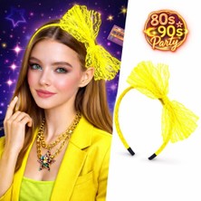 Aylina Mey Ithalat® 80’ler 90’lar Neon Sarı Dantel Taç Fiyonklu