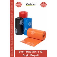 Carlburn Özel Üretim Pati Desenli Evcil Hayvan Temizliği Hijyenik Dayanıklı Pratik Köpek Dışkı Poşet 4'lü Set